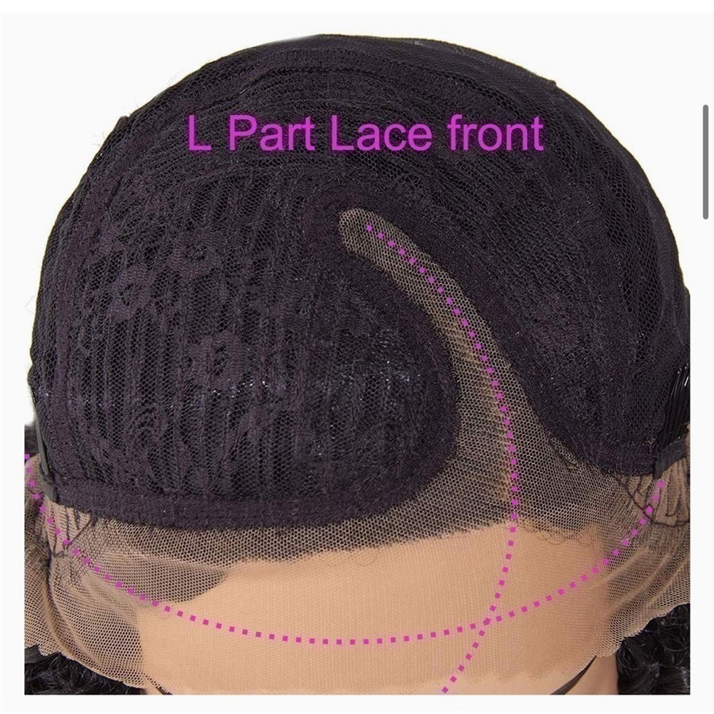 Afro Kinky Synthetic L Part Lace Front Curly Wig 18” - Picture 5 of 8